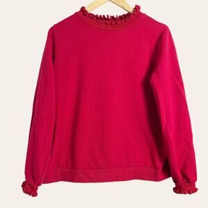 Who What Wear Red Crewneck Mockneck Ruffle Sweater Size L